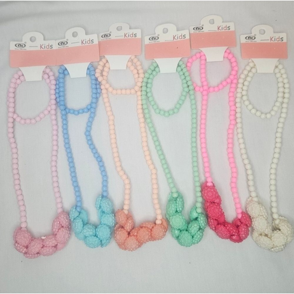 Kids Pastel Necklace Set Floral Necklace And Bracelet